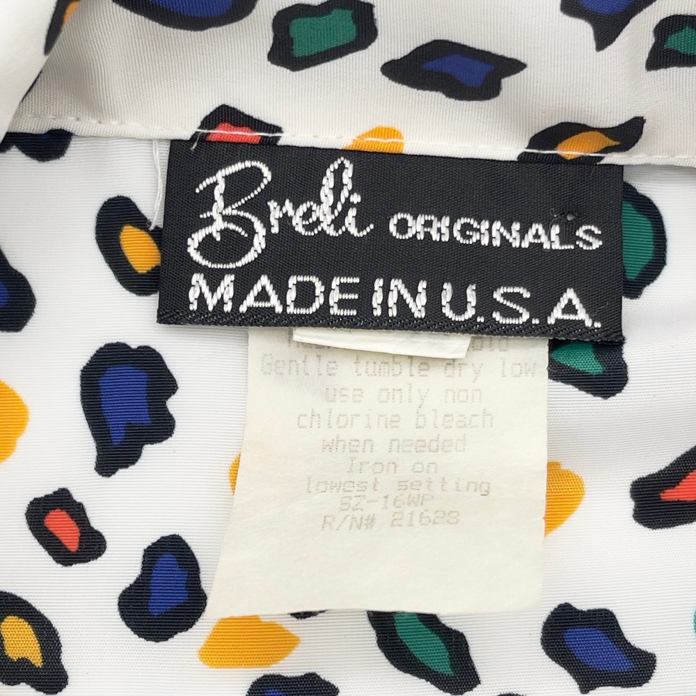 Vtg Breli Originals Abstract Print Dress Women 16 Primary Colors 80s USA Teacher - Picture 9 of 15